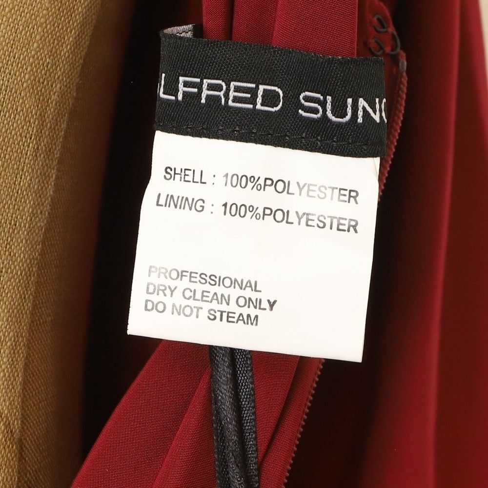 Alfred Sung V-Neck 3/4 Sleeve Jersey Mikado Belted Gown 10 Red Dress NWT B28 - Picture 7 of 7